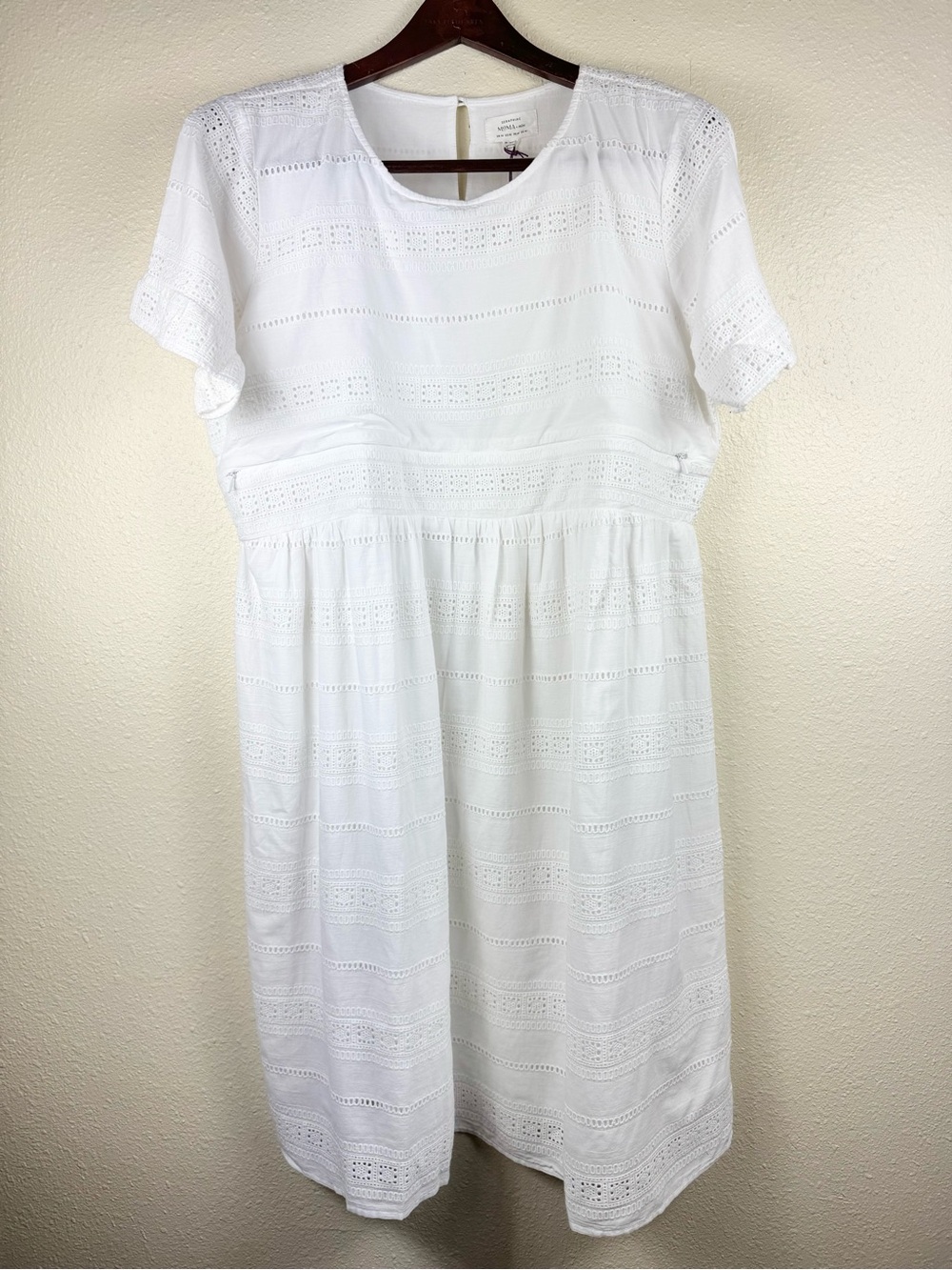 White Maternity Dress Eyelet Lace Frill  100% Cotton by Seraphine SZ 10 Nursing - Picture 5 of 16